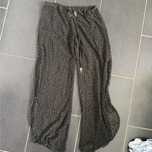 Isabella Rose Black Crochet Swim Coverup Pants with gold flecks size small